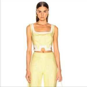 STAUD Bert Linen Crop Top Daffodil Yellow L